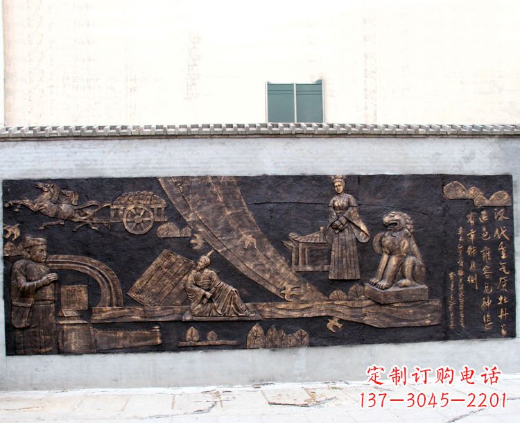 济南“汉代重气质,牡丹留正色”中国传统文化浮雕壁画,玻璃钢仿铜园林墙壁装饰壁画