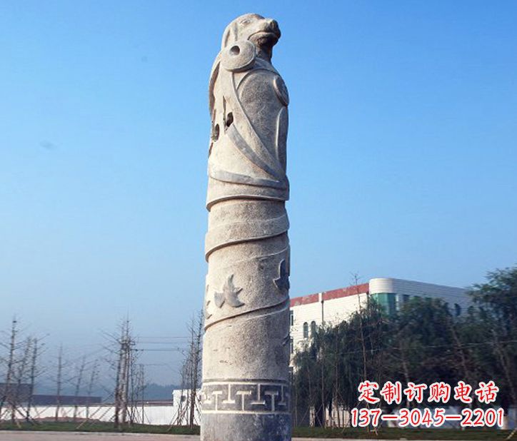 济南12生肖石柱广场景观石雕