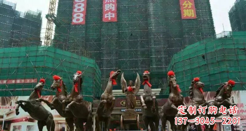 济南阿波罗八匹马踏浪而来景观马群铜雕
