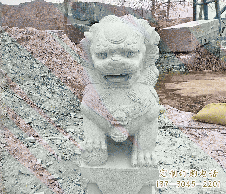 济南公园踩绣球狮子动物石雕