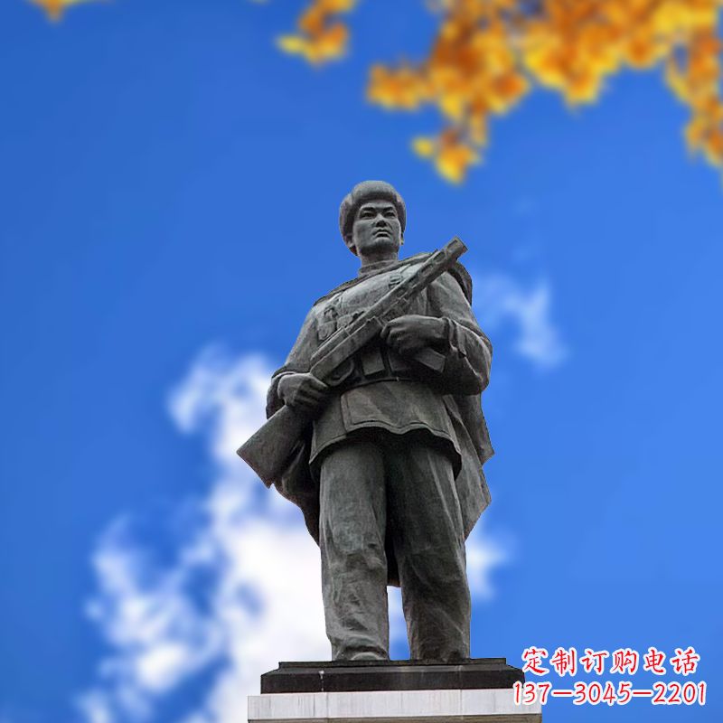 济南中国著名抗战英雄人物邱少云石雕塑像