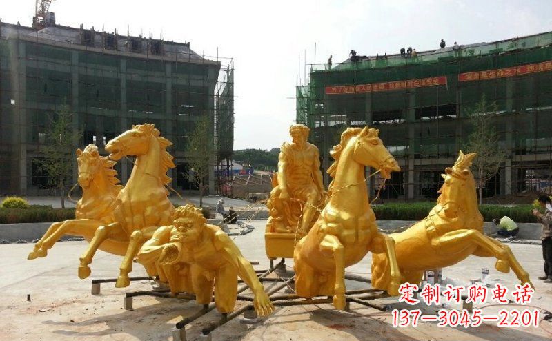 济南阿波罗战车玻璃钢仿铜景观雕塑