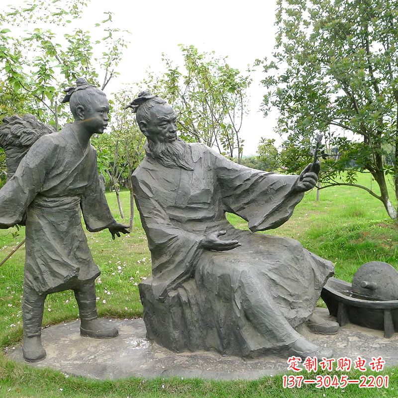 济南八大山人情景雕塑-中国明末清初知名画家朱耷公园情景小品