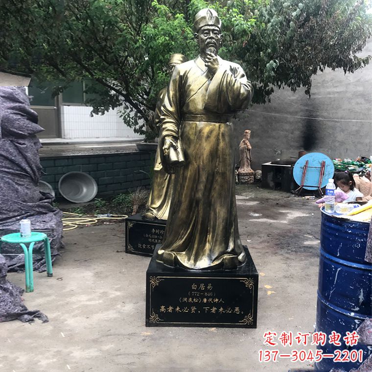 济南白居易仿铜雕像经典中国古代诗人的艺术再现