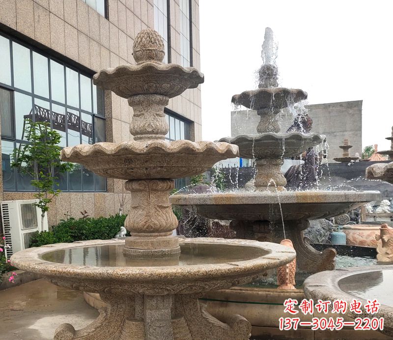 济南“白麻石质天然喷泉雕塑”