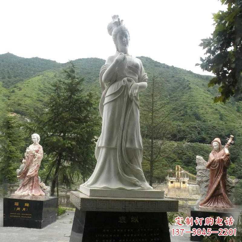 济南褒姒雕塑-大理石石雕美女中国古代美女塑像