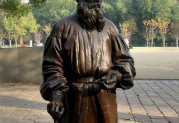 济南战争与和平作家，著名西方文学名人托尔斯泰铜雕像
