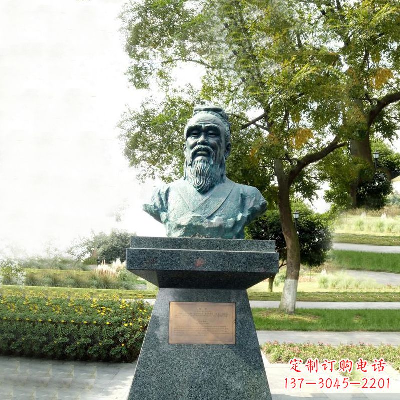 济南扁鹊石雕头像-公园中国古代十大名医历史著名医学人物雕塑