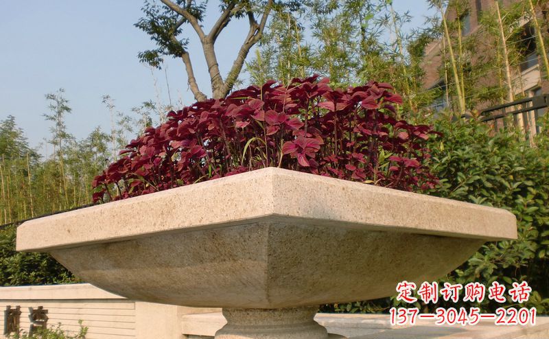济南别墅景观大理石花盆石雕_1