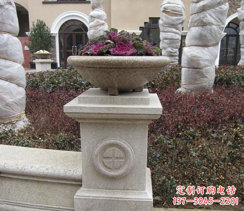 济南别墅景观大理石花盆石雕_2