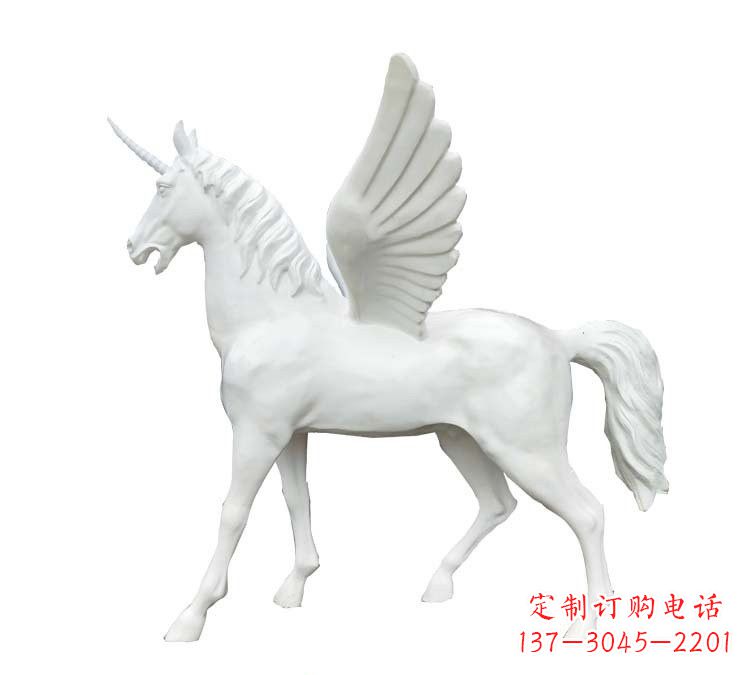 济南玻璃钢白色飞马雕塑