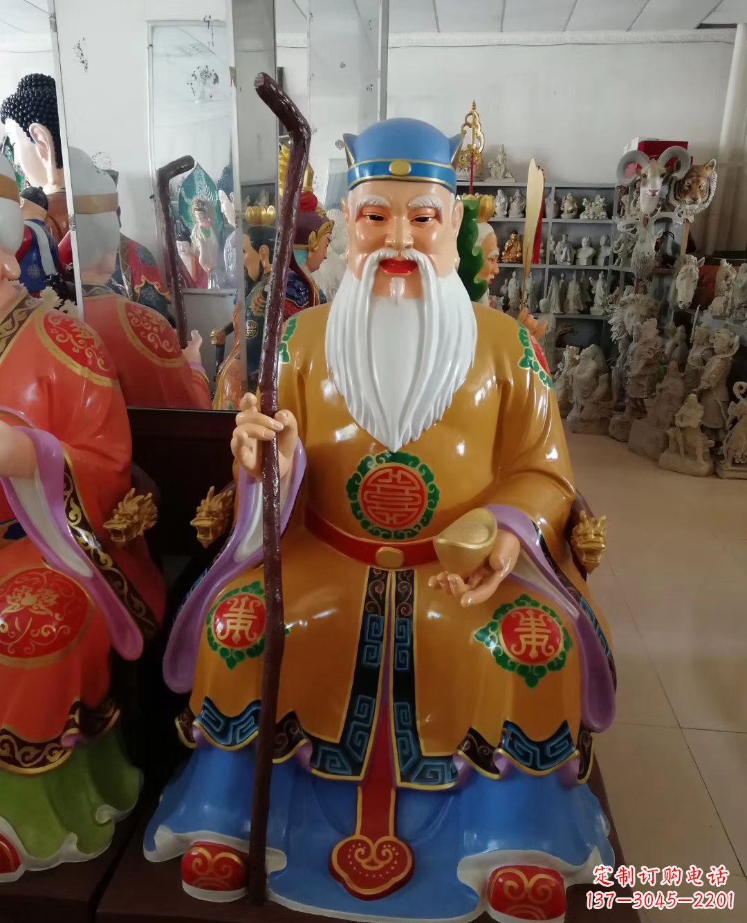 济南玻璃钢彩绘神像土地公雕塑