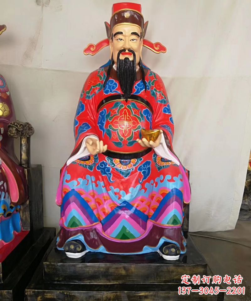 济南玻璃钢彩绘文财神神像雕塑