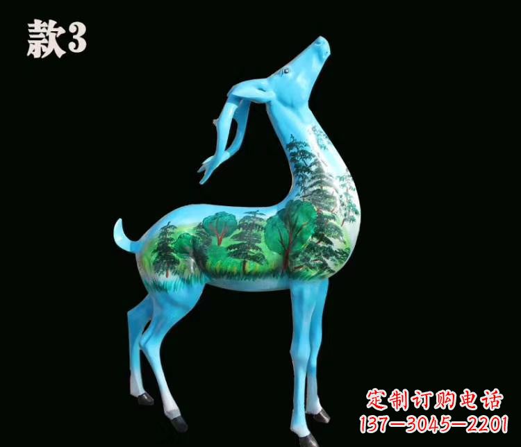济南玻璃钢彩绘艺术小鹿雕塑精美的艺术品