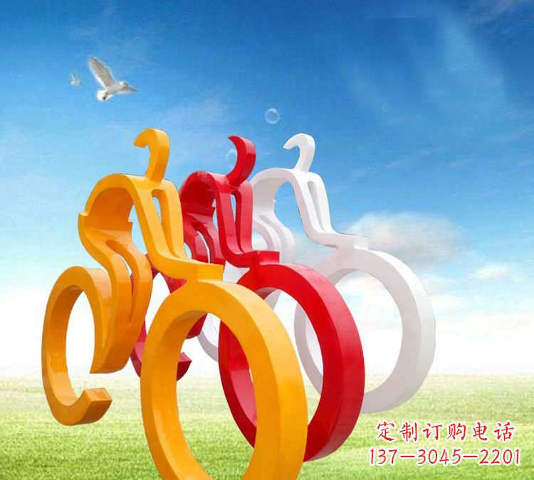 济南玻璃钢艺术自行车雕塑