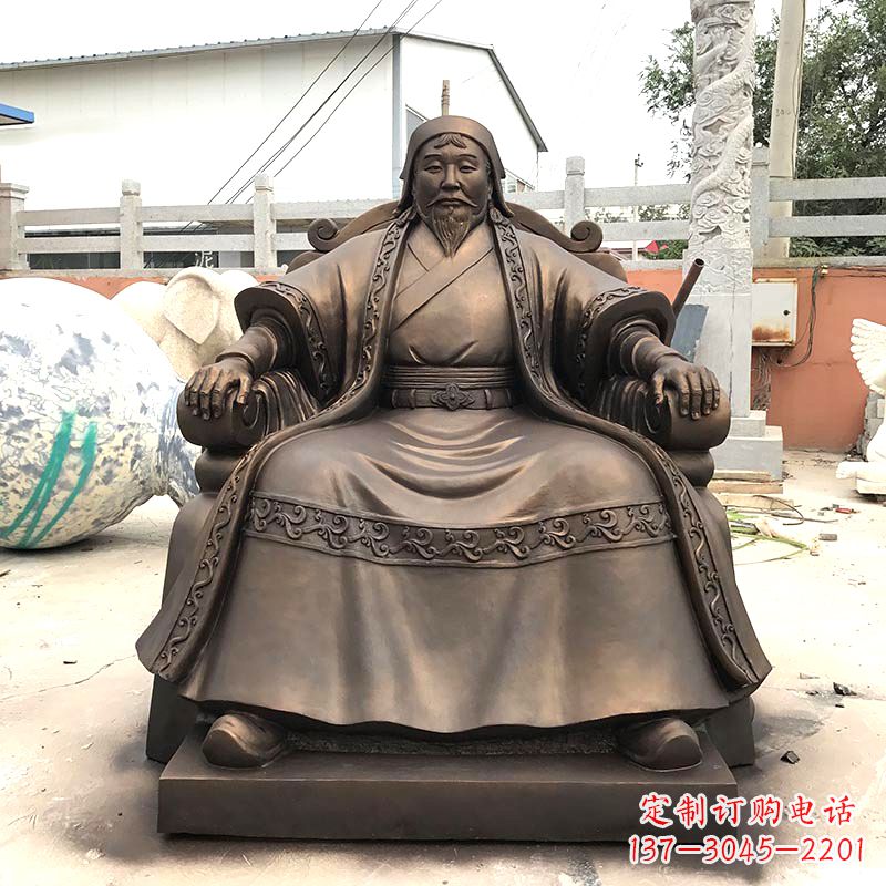 济南成吉思汗玻璃钢仿铜雕塑