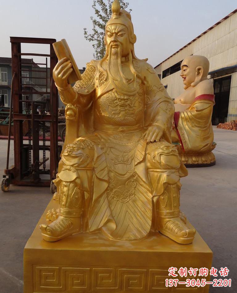 济南玻璃钢仿铜关公雕塑——传承春秋精神