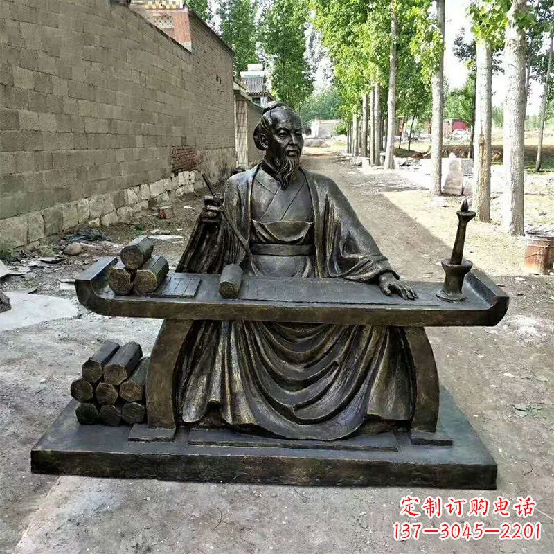 济南玻璃钢仿铜历史名人张衡情景雕塑