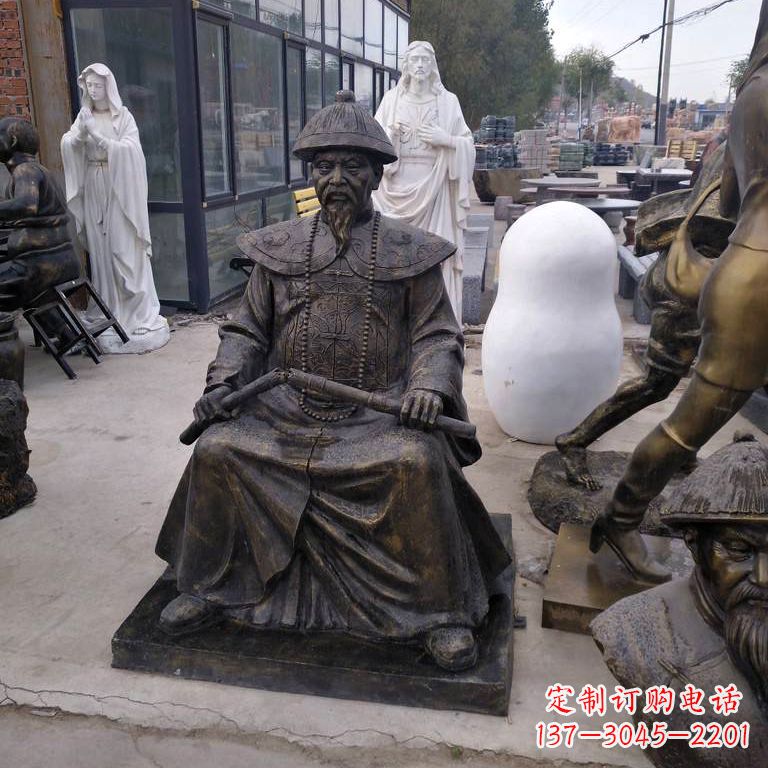 济南玻璃钢仿铜林则徐坐姿像