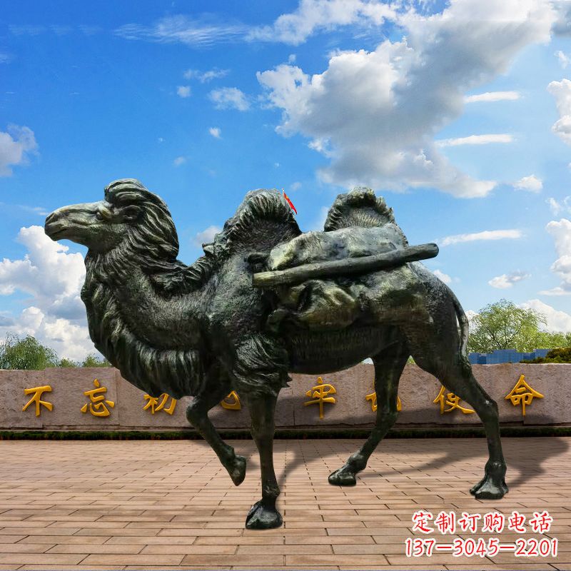 济南玻璃钢仿铜骆驼雕塑精致经典的艺术