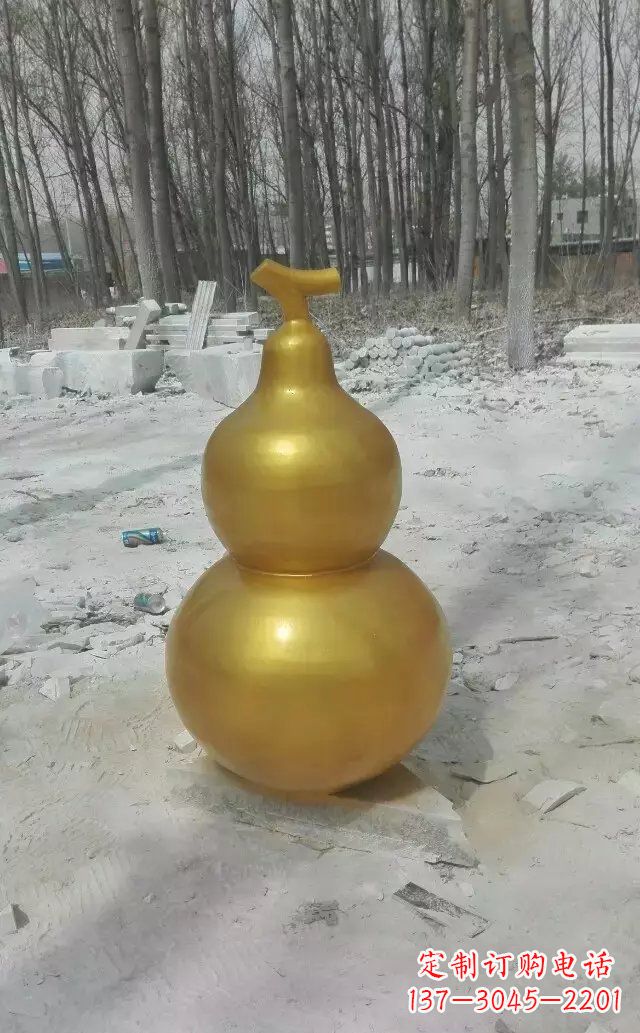 济南玻璃钢仿铜葫芦雕塑