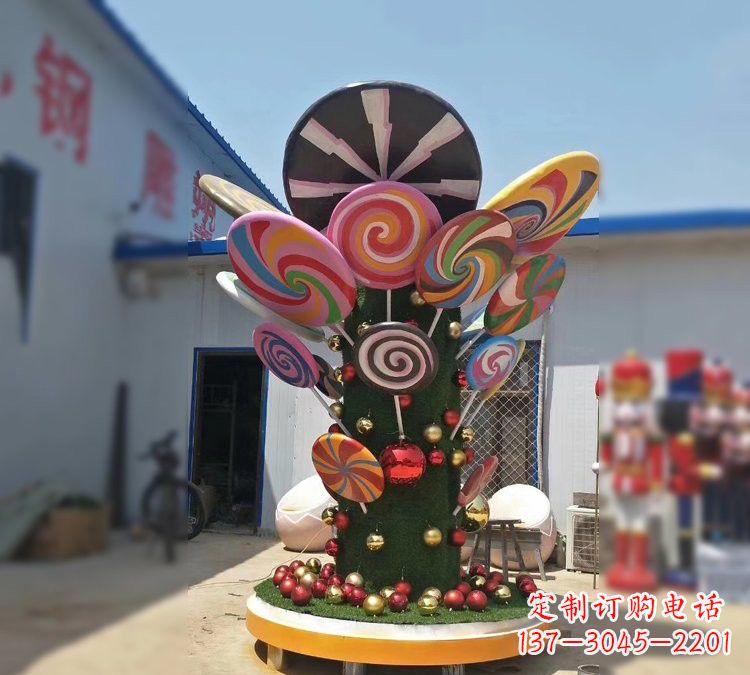 济南玻璃钢制作的棒棒糖雕塑