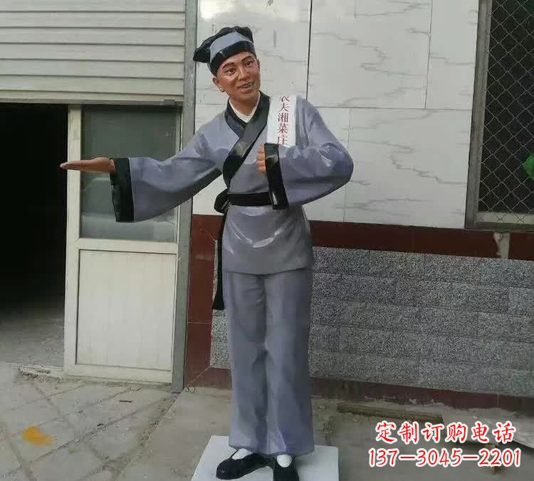 济南精致玻璃钢店小二雕塑