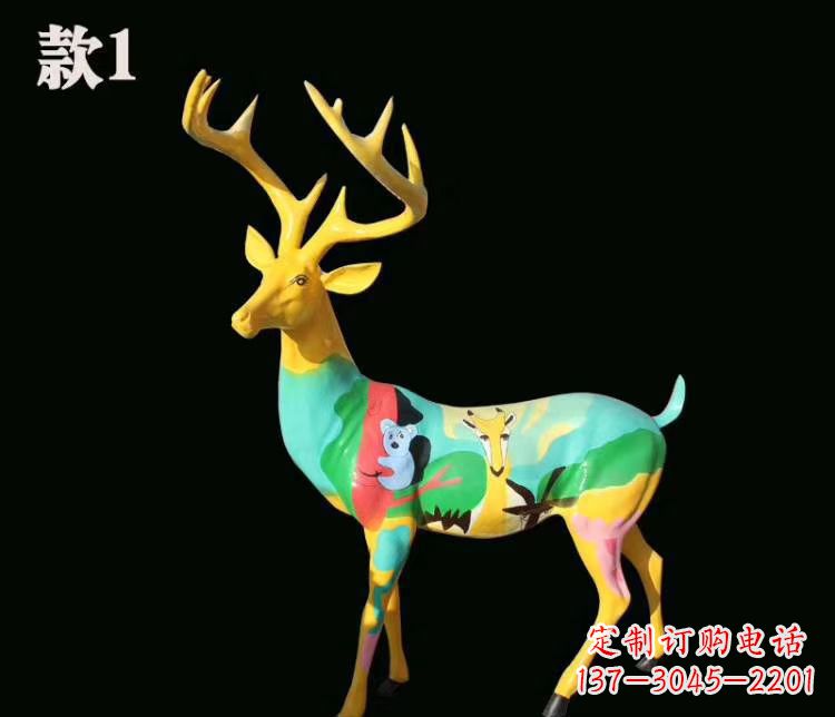 济南玻璃钢梅花鹿雕塑