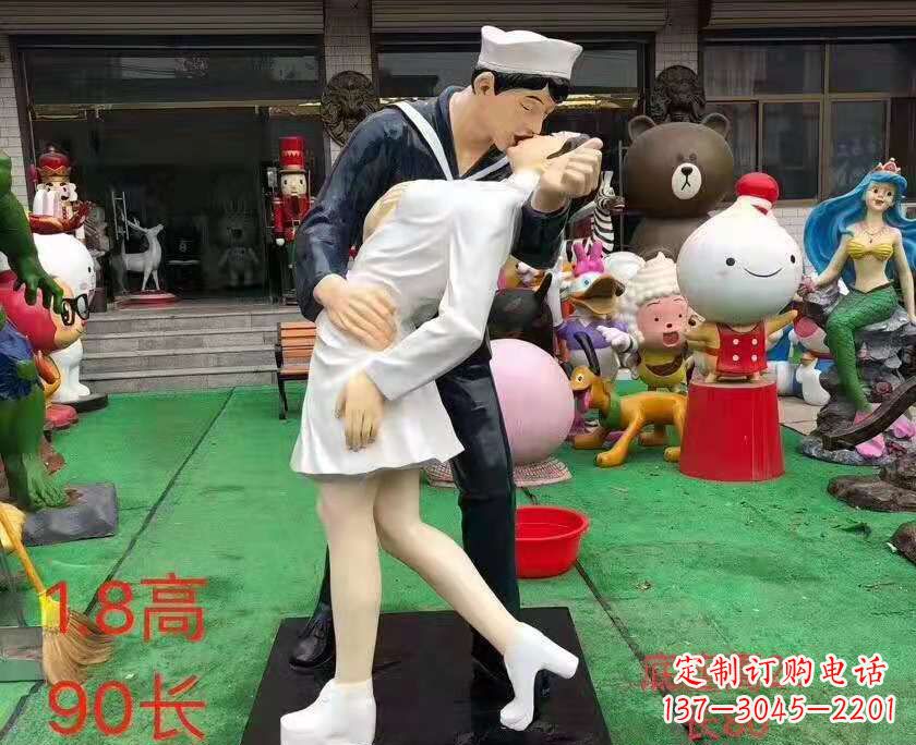 济南玻璃钢情侣雕塑——浪漫婚庆景观