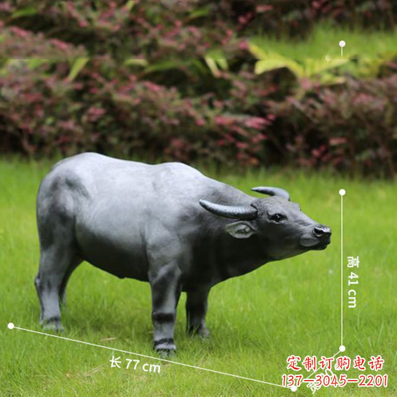济南玻璃钢仿真水牛雕塑——点缀公园草坪