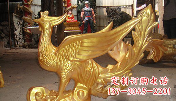 济南玻璃钢凤凰仿铜动物雕塑传承传统文化