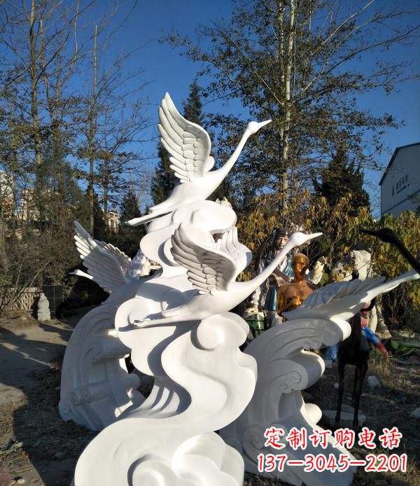 济南玻璃钢公园海浪天鹅雕塑