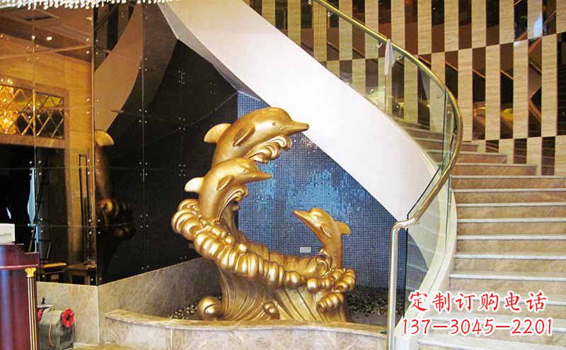 济南玻璃钢海豚雕塑精美的艺术精品