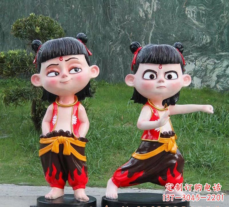 济南玻璃钢卡通哪吒人物雕塑