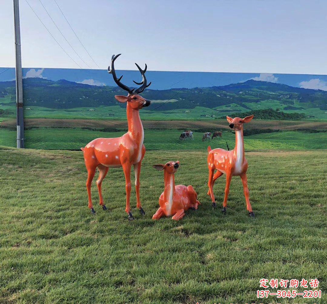 济南玻璃钢鹿群雕塑