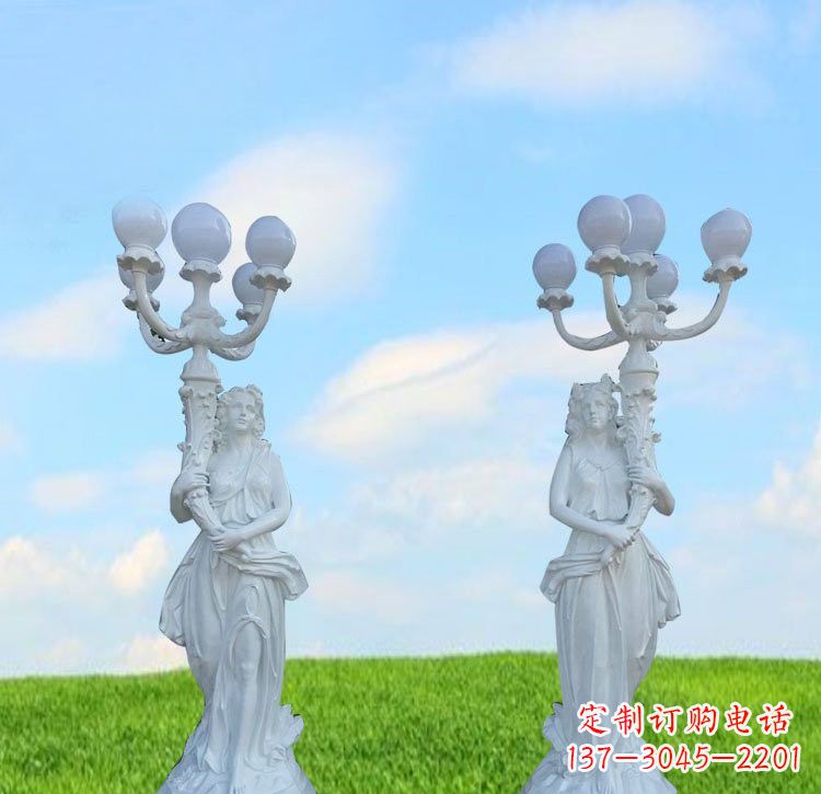 济南美女雕塑玻璃钢西方美女路灯的艺术精髓