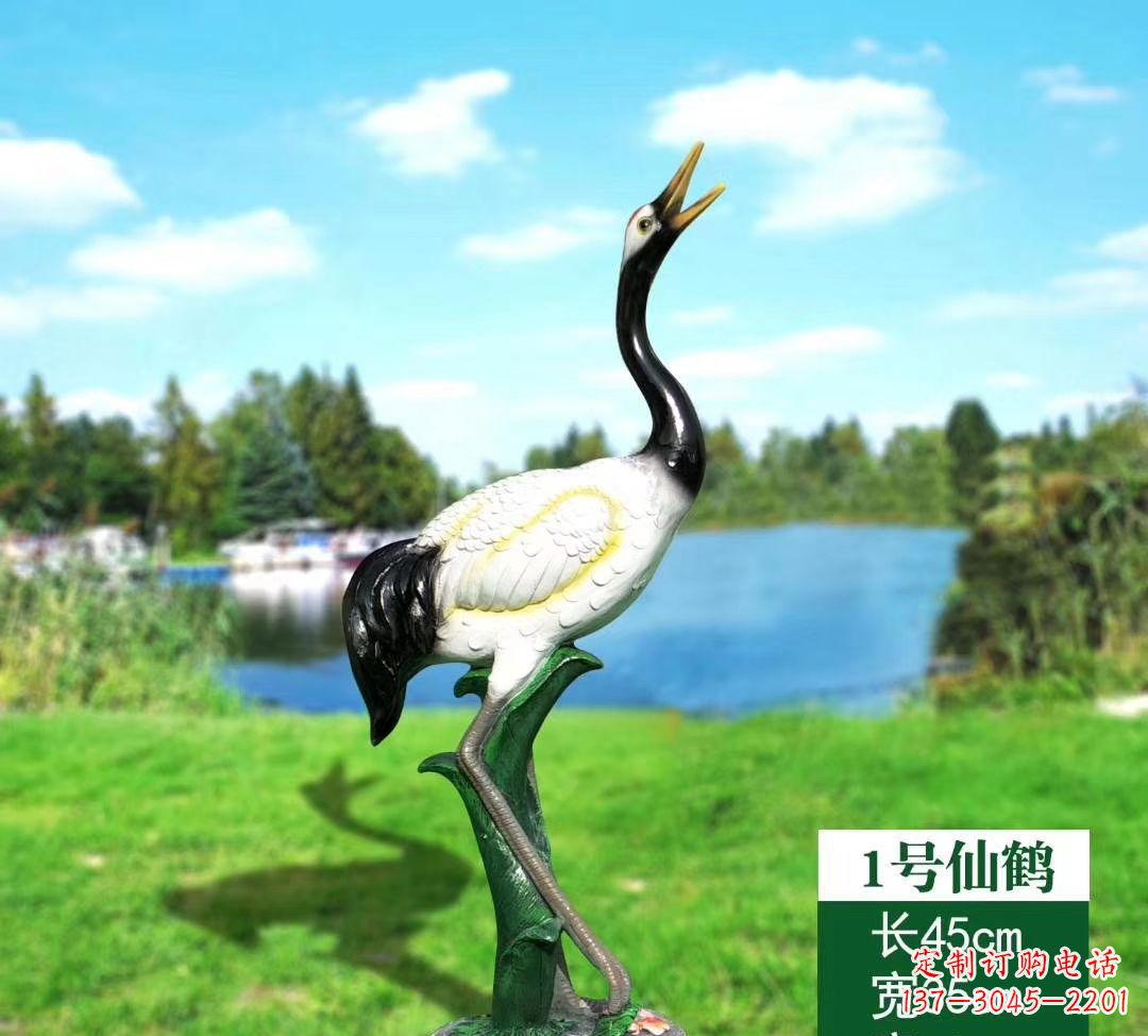 济南玻璃钢艺术之美仙鹤雕塑