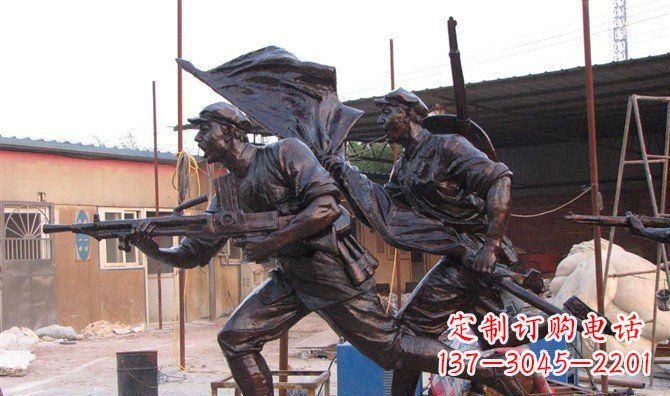 济南玻璃钢战士仿铜人物雕塑