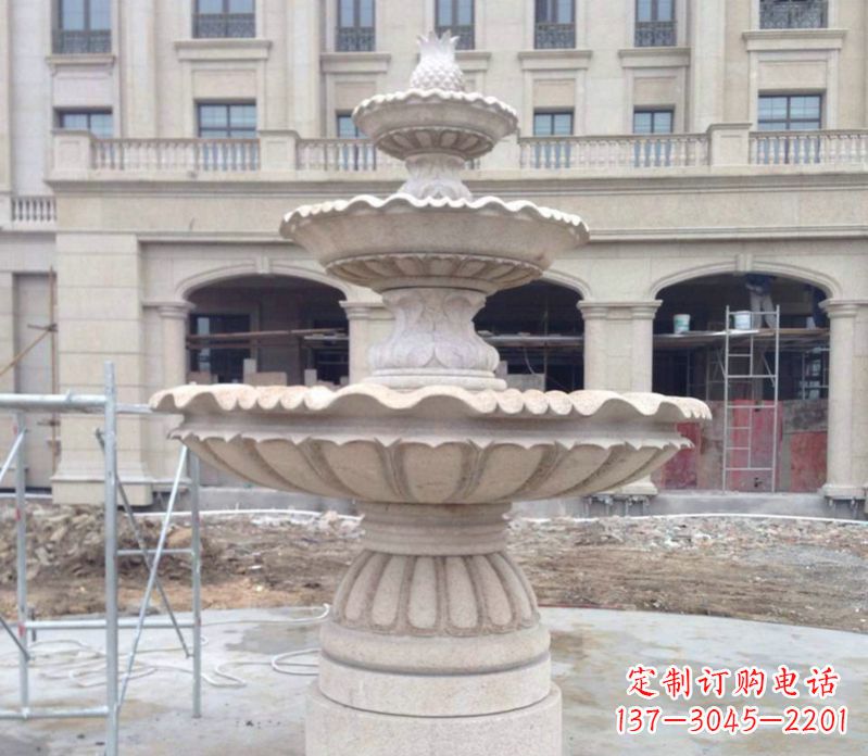 济南菠萝多层喷泉石雕