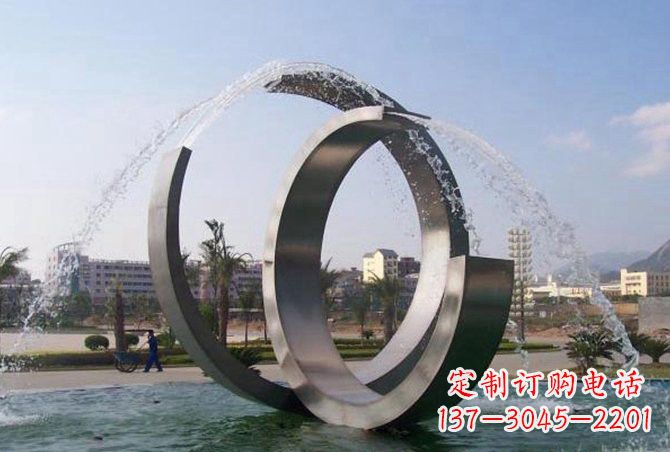 济南不锈钢C形喷泉雕塑精美雕塑艺术