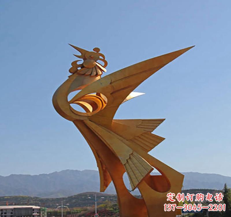 济南不锈钢凤凰雕塑传承瑞雪兆丰年