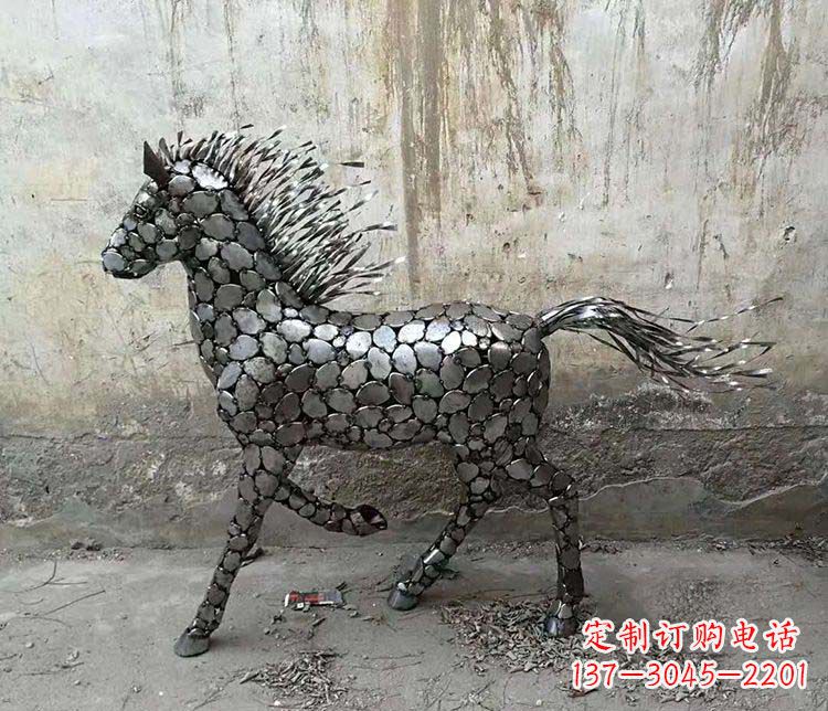济南不锈钢奔马动物雕塑