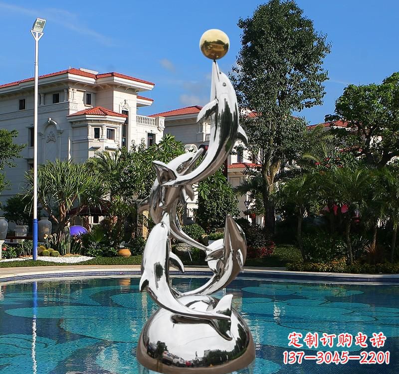 济南不锈钢海豚雕塑精美绝伦