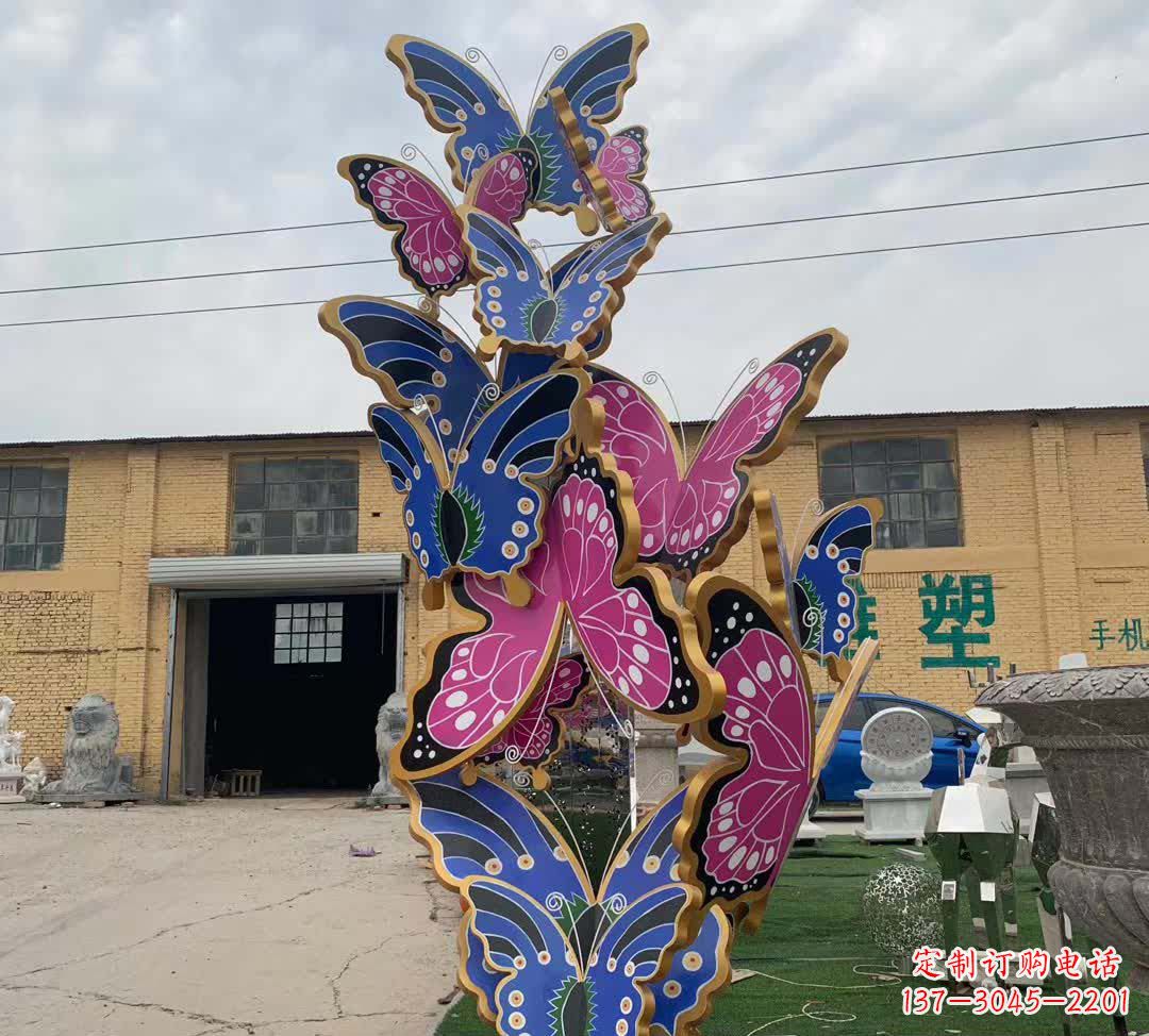 济南不锈钢彩绘蝴蝶雕塑精美绝伦