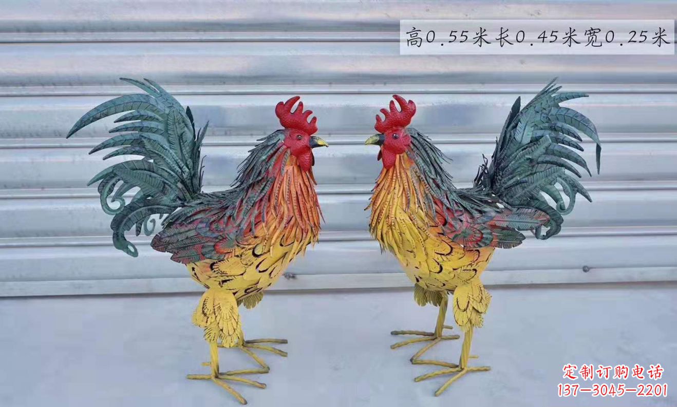 济南不锈钢彩绘公鸡雕塑——景观雕塑的精彩绽放