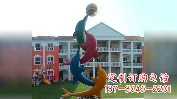 济南精美不锈钢海豚雕塑