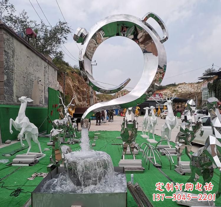 济南不锈钢茶壶雕塑