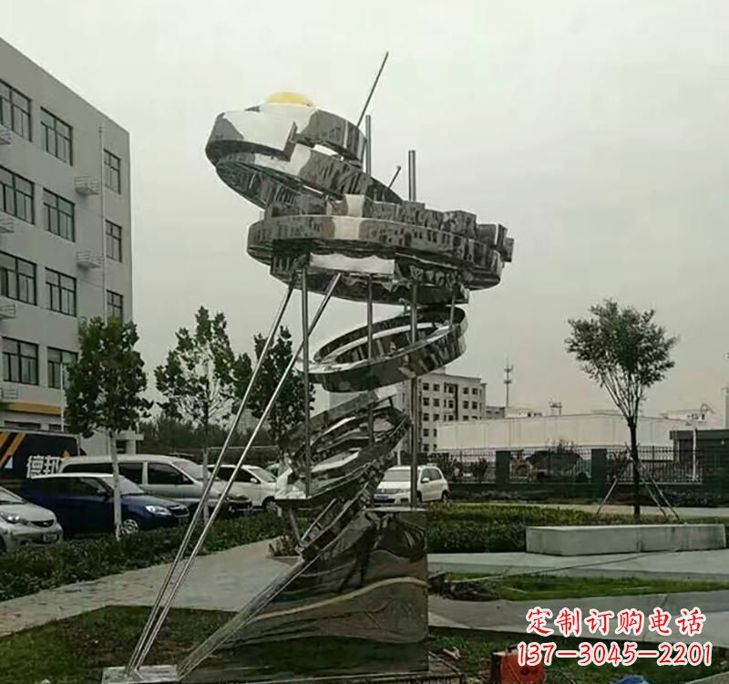 济南不锈钢戒指雕塑——点缀城市美景