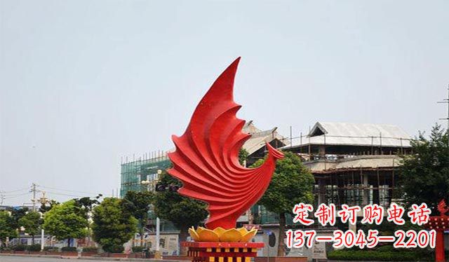 济南不锈钢凤凰雕塑象征着城市繁荣
