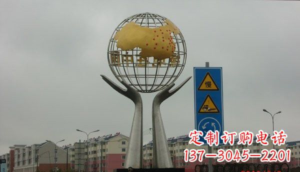 济南不锈钢城市景观中的地球雕塑